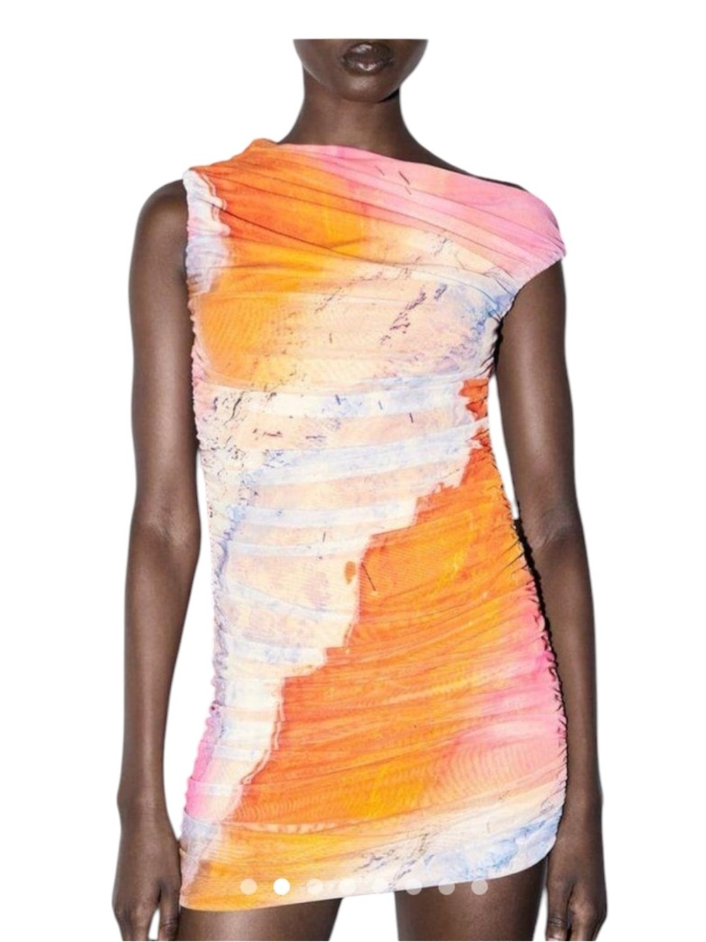 Zara Watercolor Tie-Dye Off-Shoulder Mini Dress